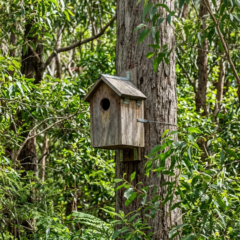 Animal nesting box installed as a humane alternative to a Dunnstown roof cavity