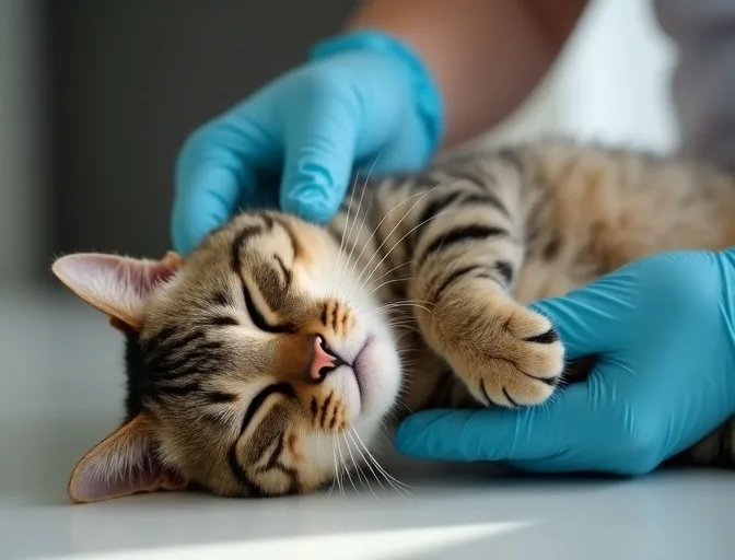 Specialist carefully handling a deceased cat with dignity in Dunnstown